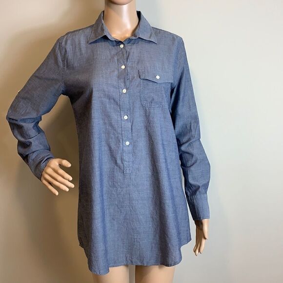 ❤️Last Chance J. Crew denim chambray half button tunic top size XL - Picture 1 of 10
